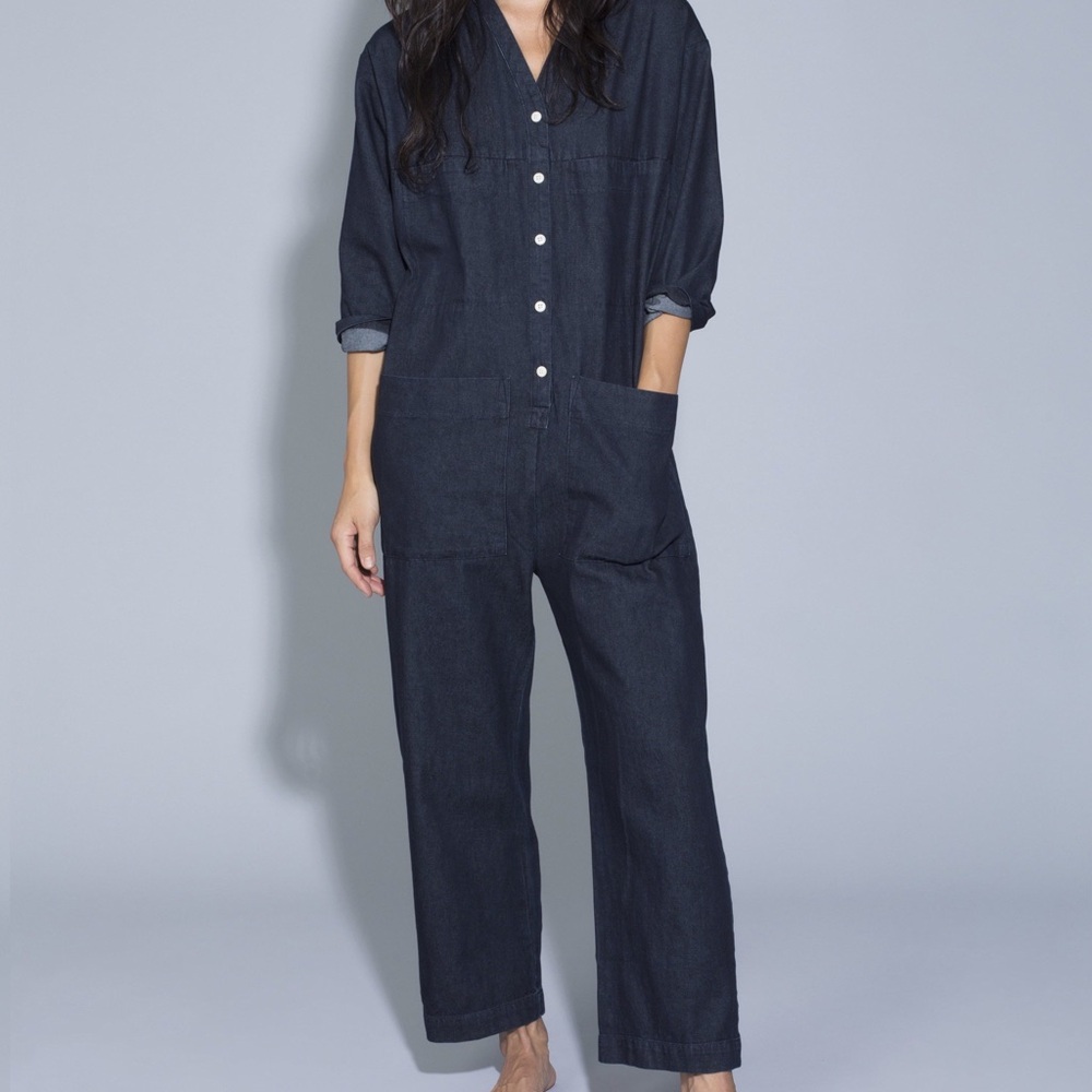 Ilana Kohn Denim Tuck Coveralls Jumpsuit